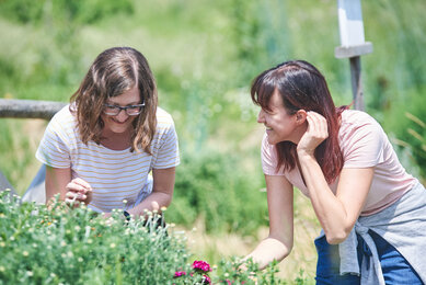 Besucherinnen erkunden den Permakultur-Garten | © SONNENTOR/@nudlholz.at