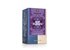 Photo of a pack Blossoming Tea Organic Herbal Spice Tea Blend. On the package is an illustration with floral background in violet turquoise with the inscription Happiness is blossoming.